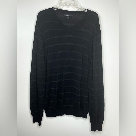 Marc Anthony Black Horizontal Striped Crew Neck Long Sleeve Sweater Men's XXL - Picture 1 of 6